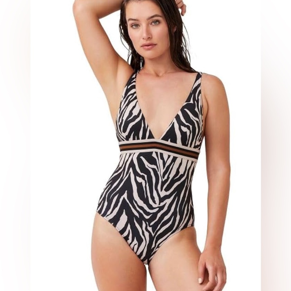 Gottex Black and White Zebra Print One Piece Swimsuit